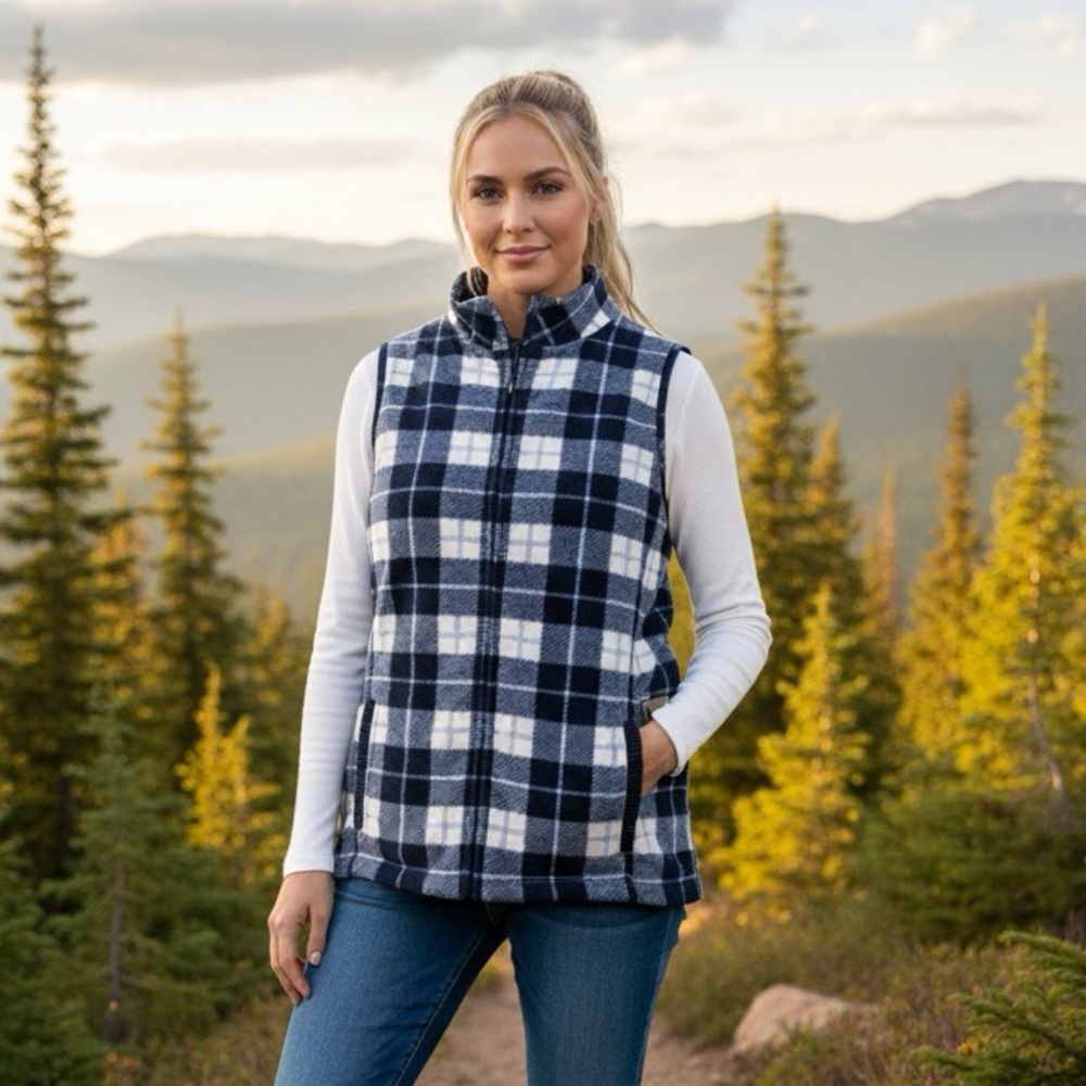 Blue Buffalo Plaid Fleece Vest